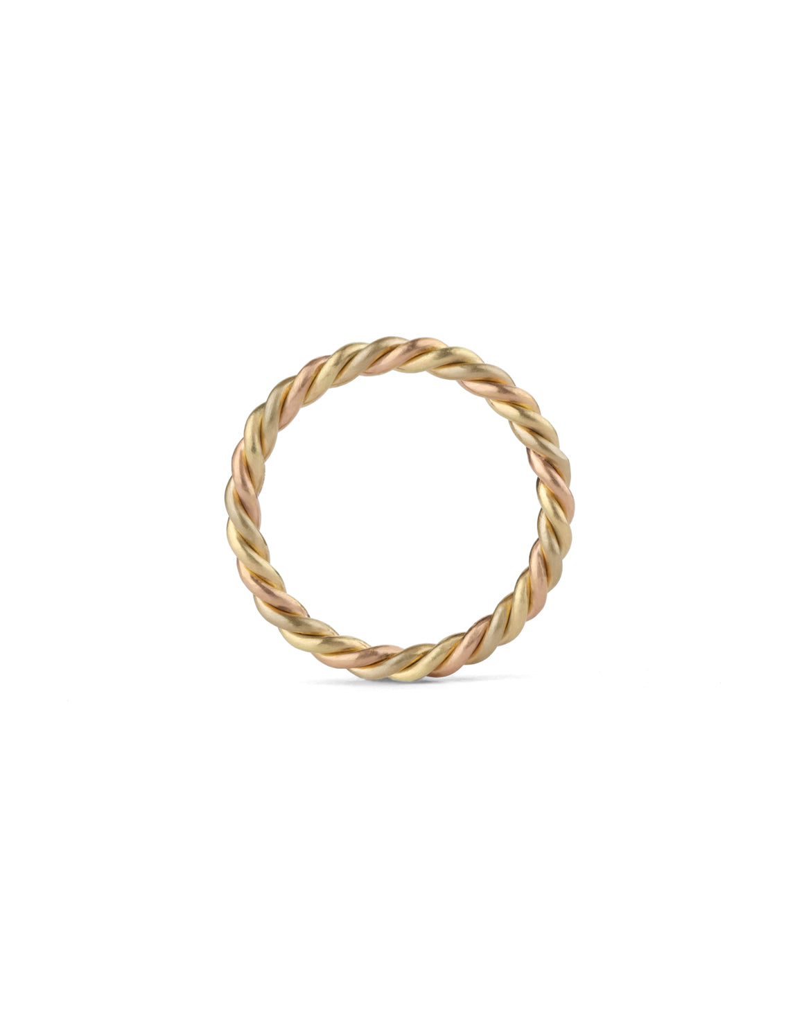 Rope style ring in 18ct yellow and rose gold, satin finish.