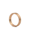 Three band wedding ring in 18ct rose gold, satin finish.