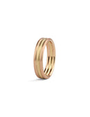 Three band wedding ring in 18ct yellow and rose gold, satin finish.