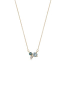 Aquamarine, Teal Tourmaline and Diamond Trio Birthstone Pendant