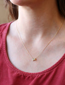 Yellow Sapphire, Green Sapphire and Diamond Trio Birthstone Pendant