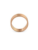 Three band wide wedding ring in 18ct rose gold, satin finish.