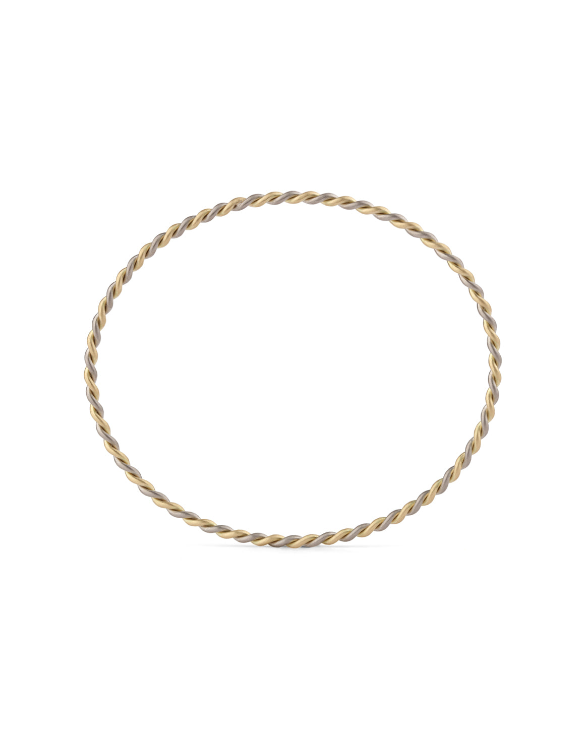 Rope style bangle bracelet.  18ct white and yellow gold, satin finish.