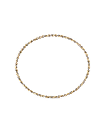 Rope style bangle bracelet.  18ct white and yellow gold, satin finish.