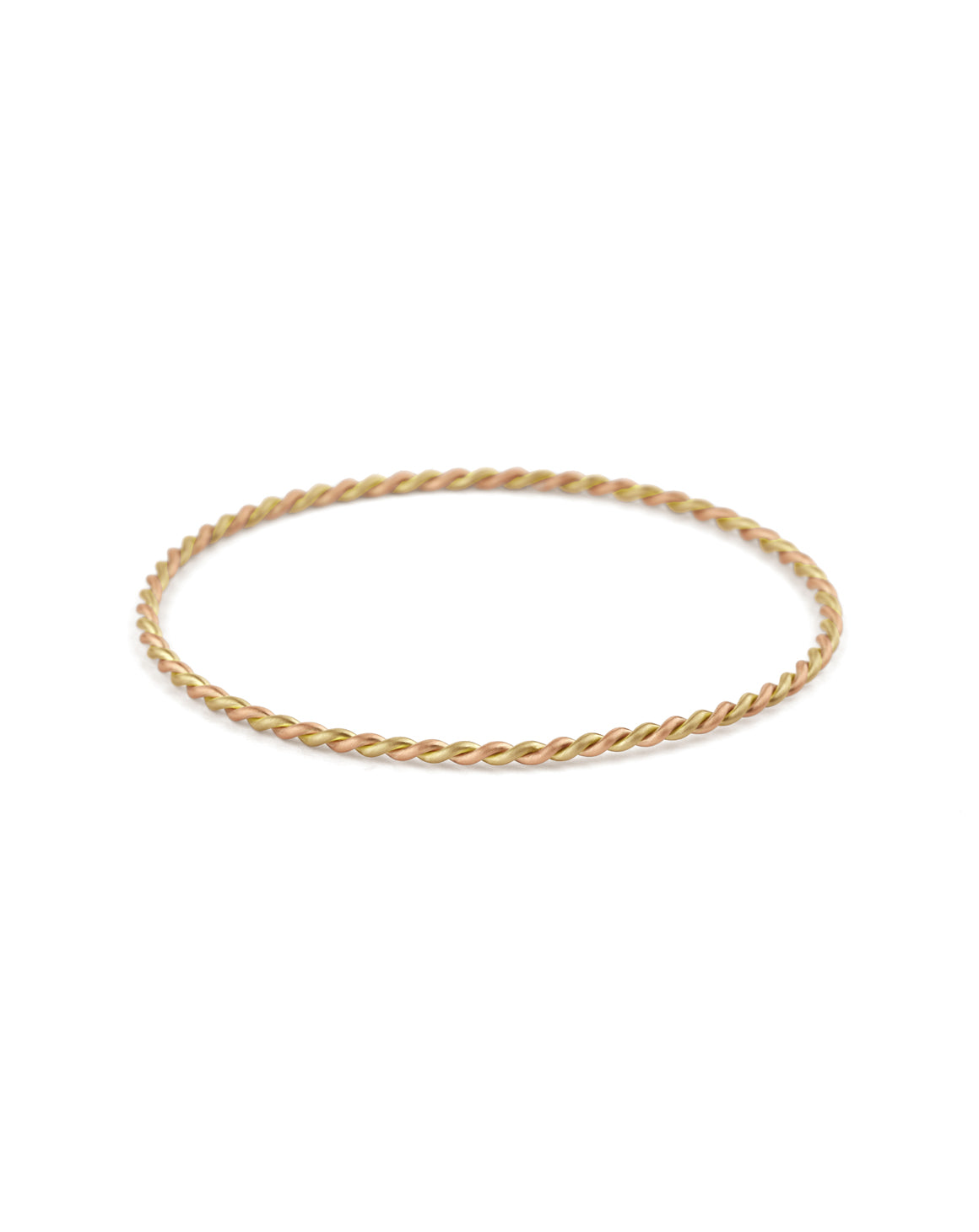Rope style bangle bracelet.  18ct yellow and rose gold, satin finish.