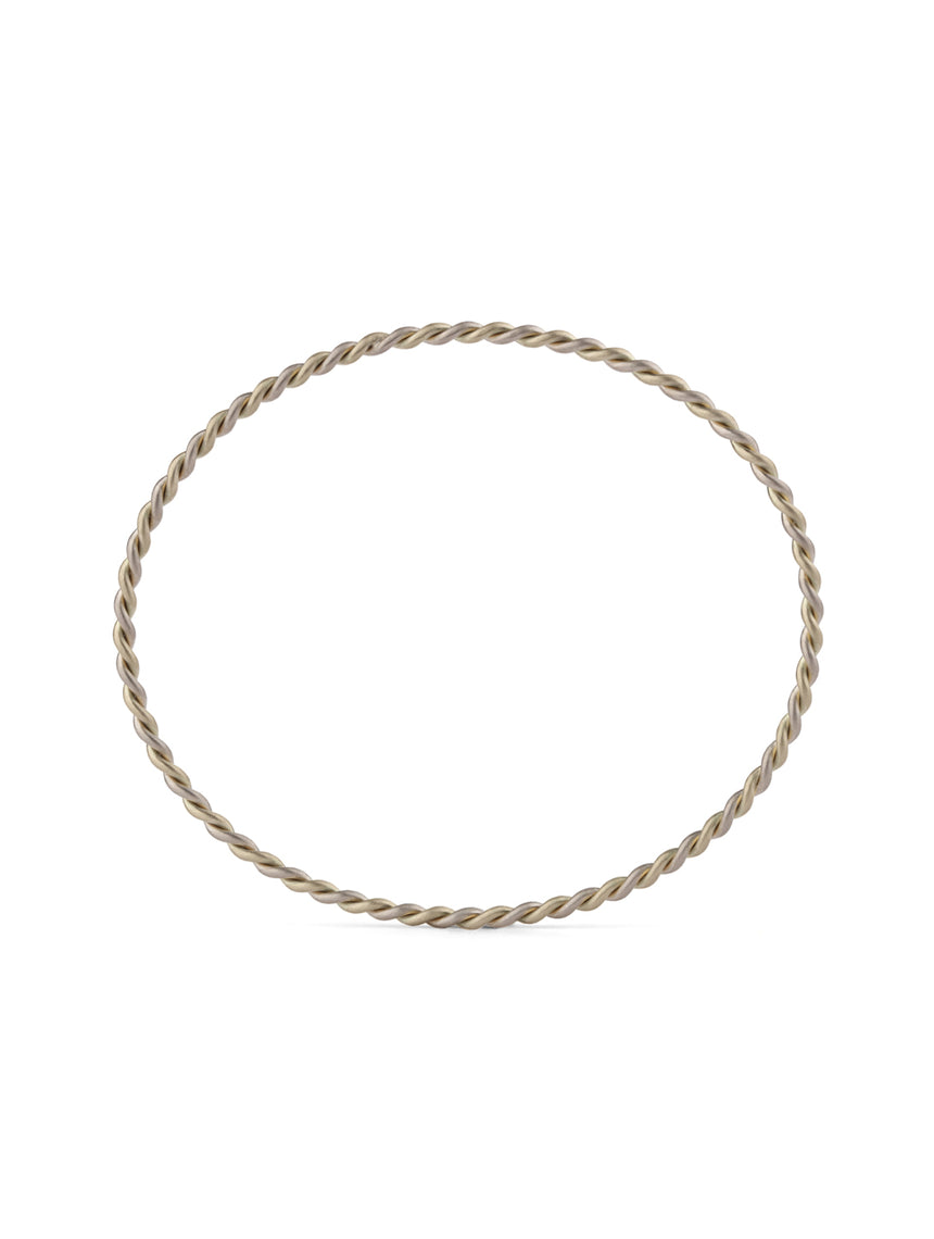 Rope style bangle bracelet.  18ct white gold, satin finish.
