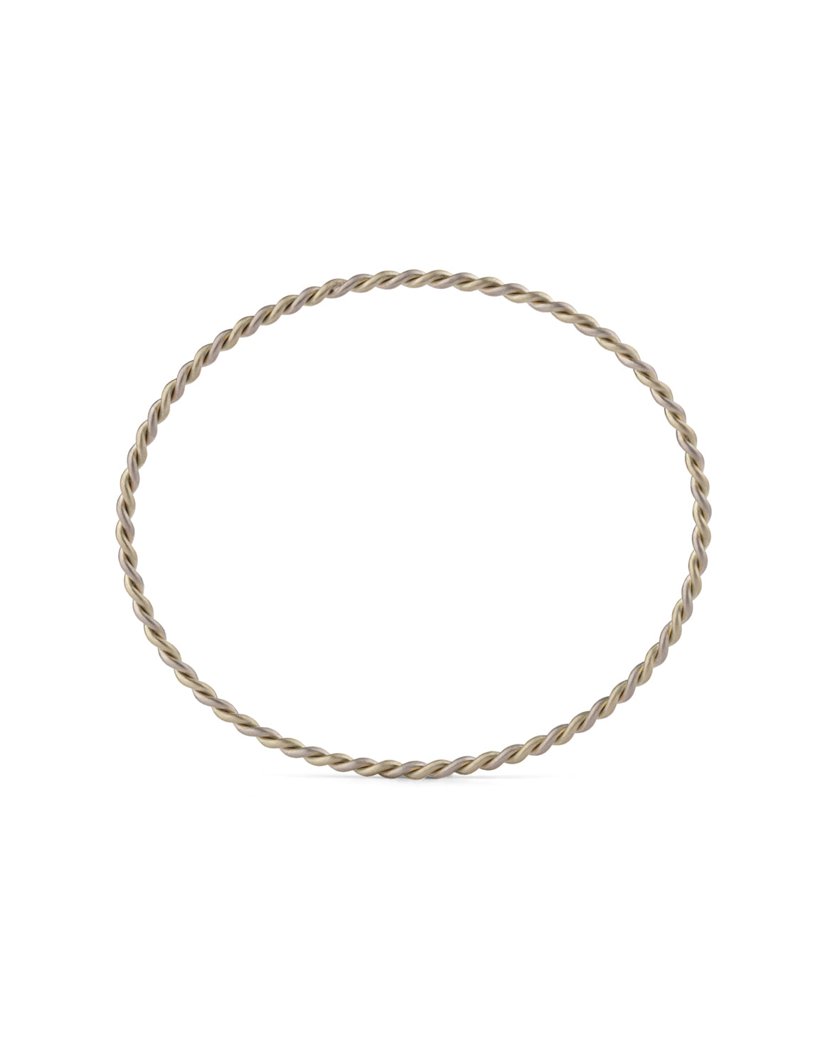 Rope style bangle bracelet.  18ct white gold, satin finish.