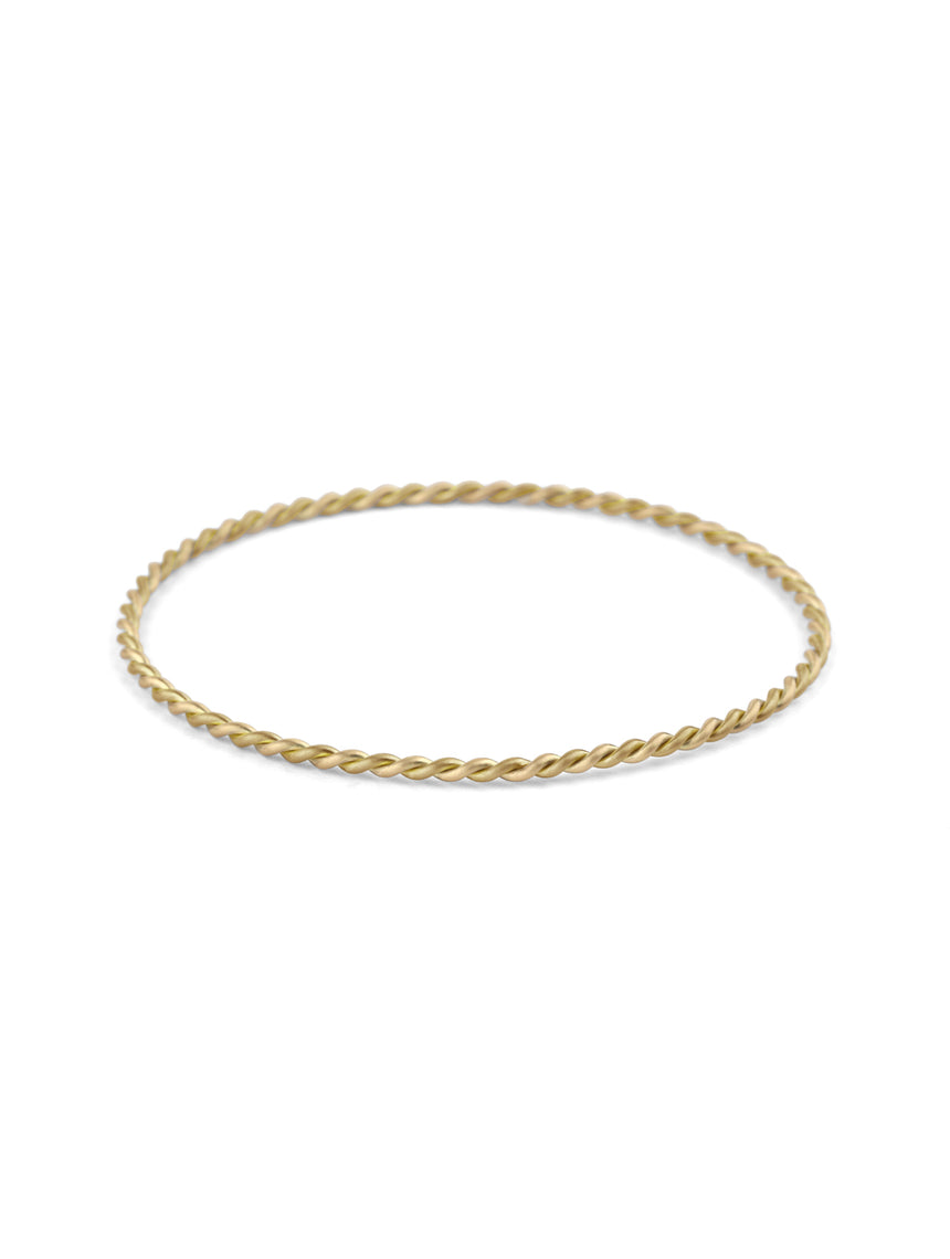 Rope style bangle bracelet.  18ct yellow gold, satin finish.