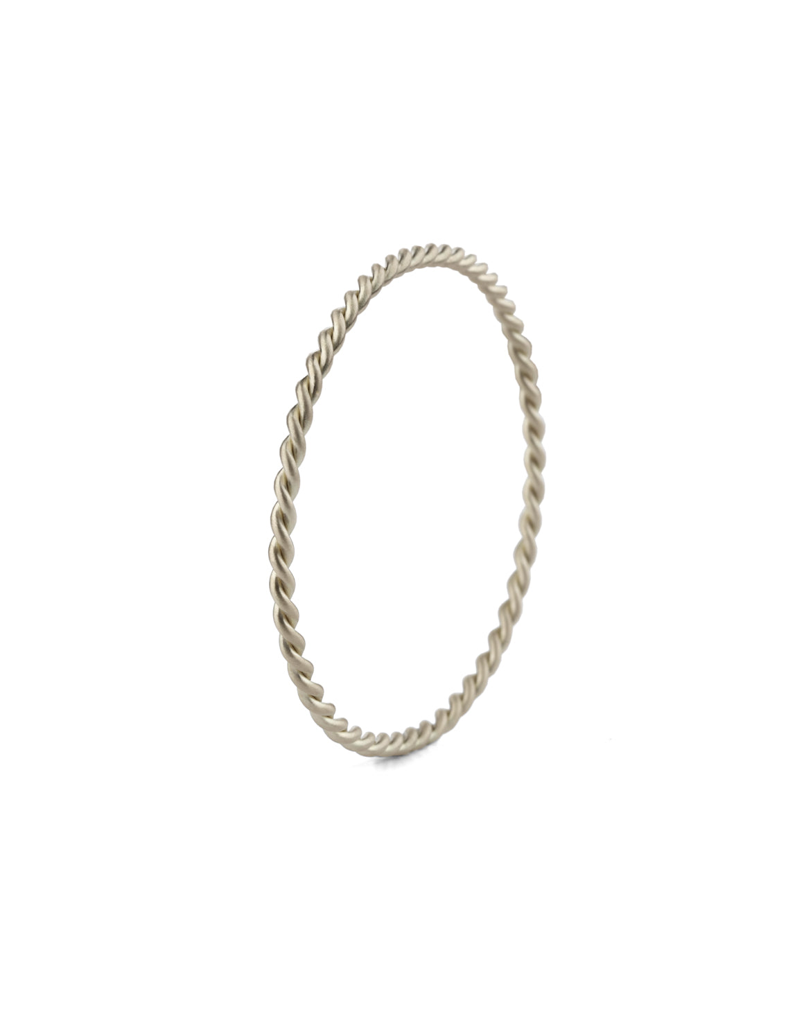 Rope style bangle bracelet.  18ct white gold, satin finish.