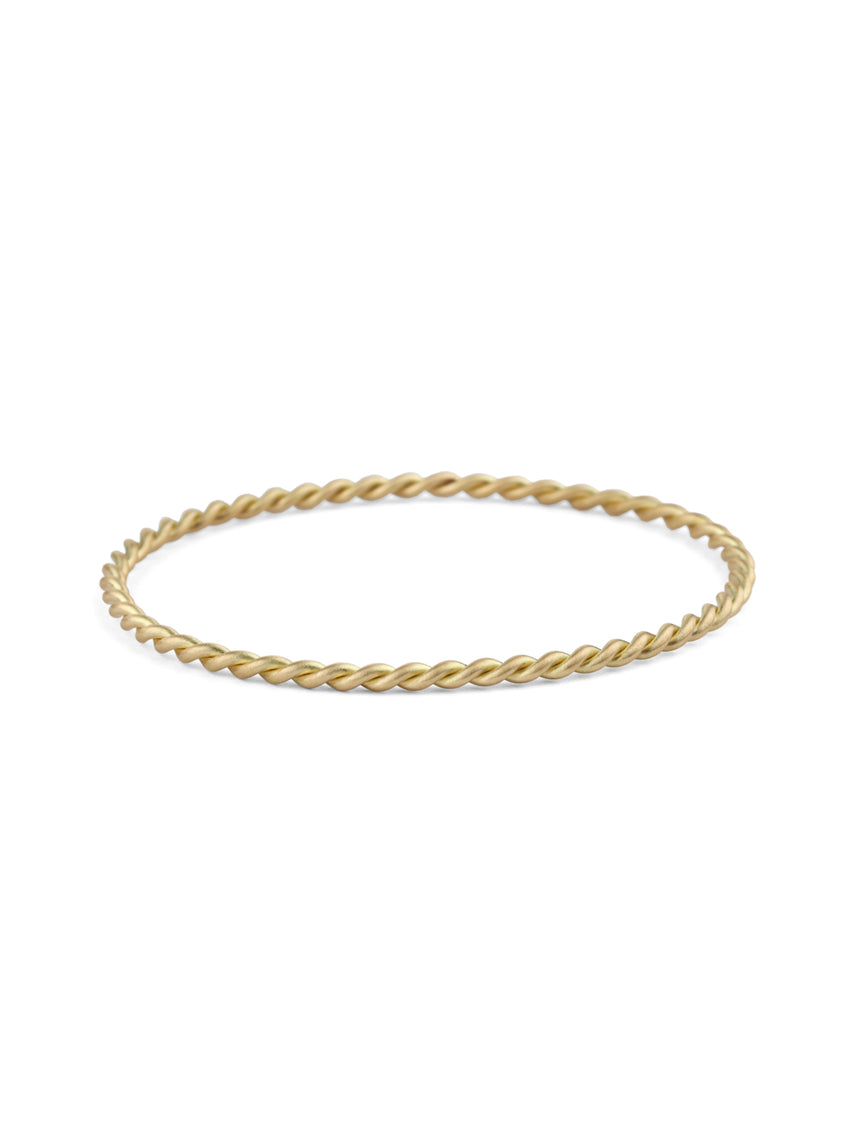 Rope style bangle bracelet.  18ct yellow gold, satin finish.