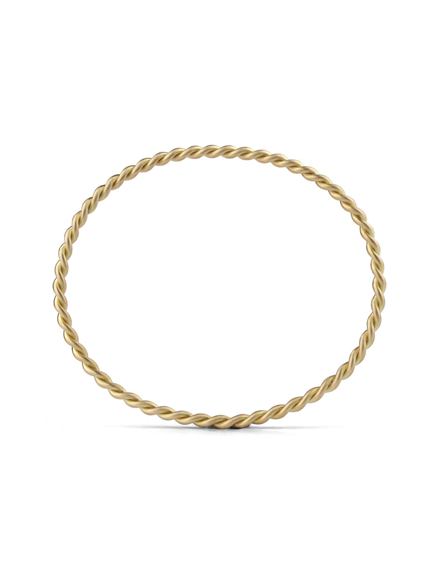 Rope style bangle bracelet. 18ct yellow gold, satin finish.