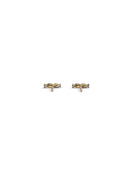 Rope style ear studs.  18ct yellow gold and white gold, satin finish.