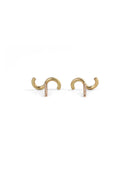 Stud earrings in an S shape. 18ct yellow gold, satin finish. Back view.