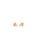 Stud earrings with oval yellow sapphires and white diamonds. 18ct yellow gold, satin finish.