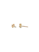 Stud earrings with oval yellow sapphires and white diamonds. 18ct yellow gold, satin finish.