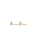 Stud earrings with oval yellow sapphires and white diamonds. 18ct yellow gold, satin finish. Side view.