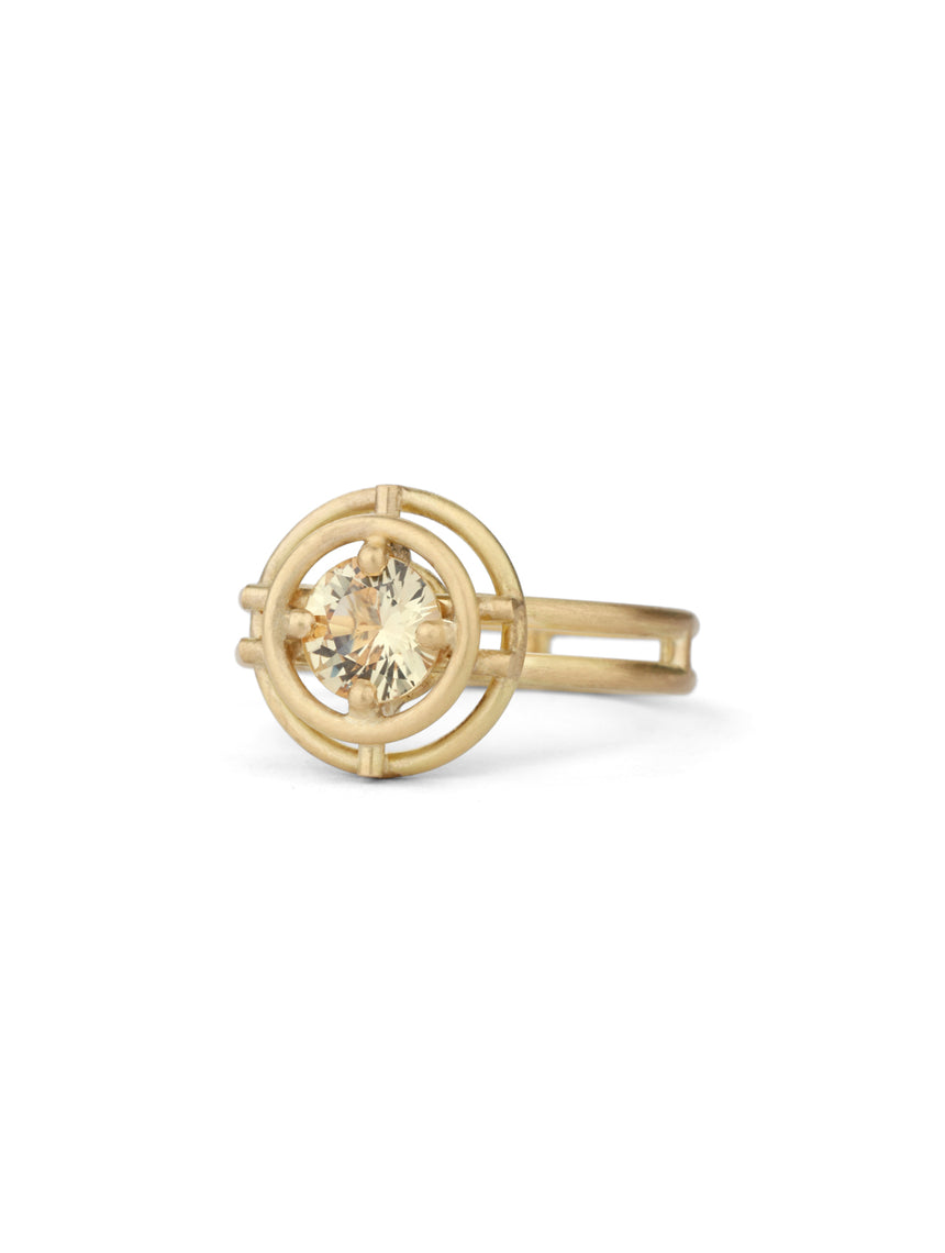 Yellow Sapphire Double Horizon Halo Ring