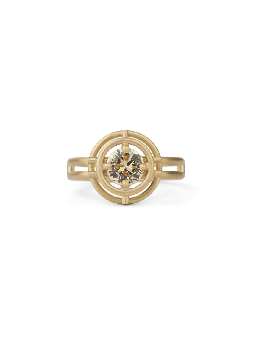 Yellow Sapphire Double Horizon Halo Ring