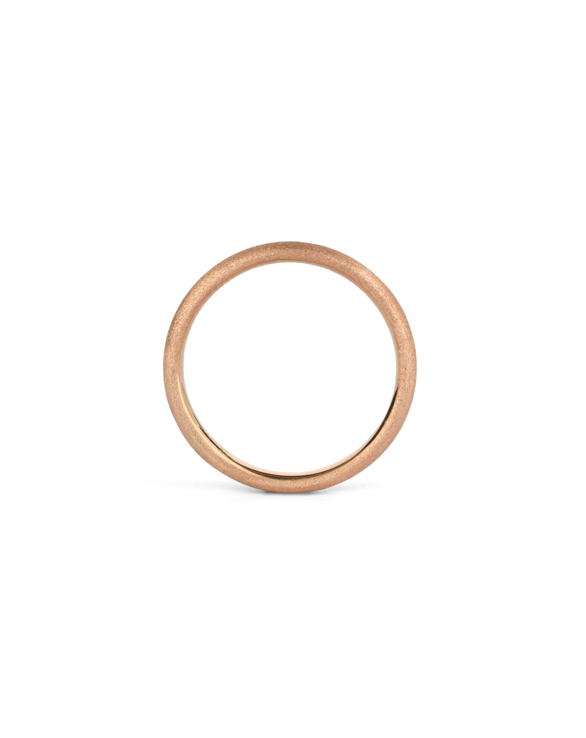 Curved wedding band. 18ct rose gold, textured finish.