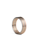 Wedding ring, four joined bands. 18ct yellow and rose gold, satin finish.