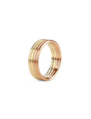 Wedding ring, four joined bands. 18ct yellow and rose gold, satin finish.