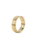 Wedding ring, four joined bands. 18ct yellow gold, satin finish.