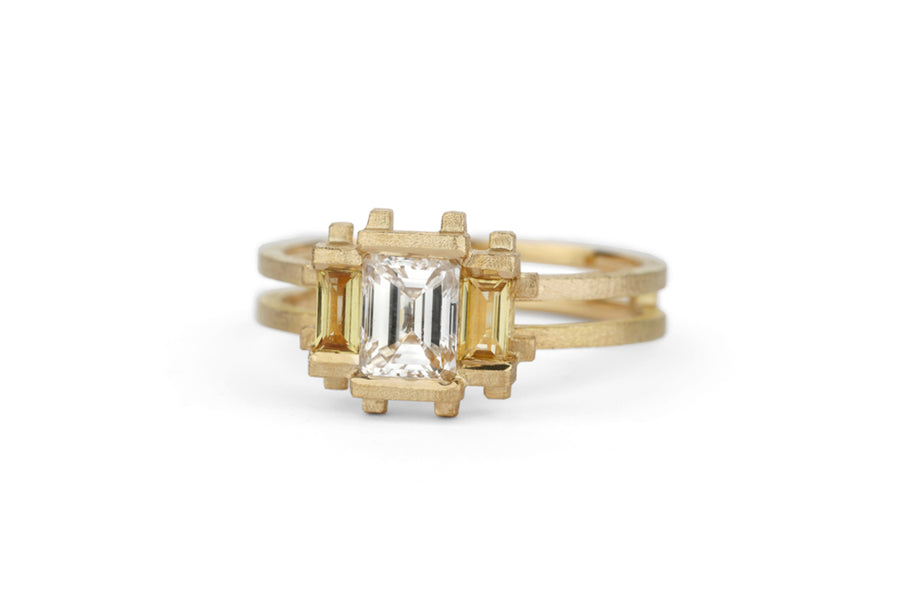 Parallel Rings Diamond and Sapphire Three Stone Parallel Ring – Shimell and Madden