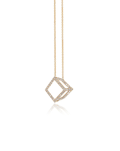Diamond cuboid necklace - 18ct gold
