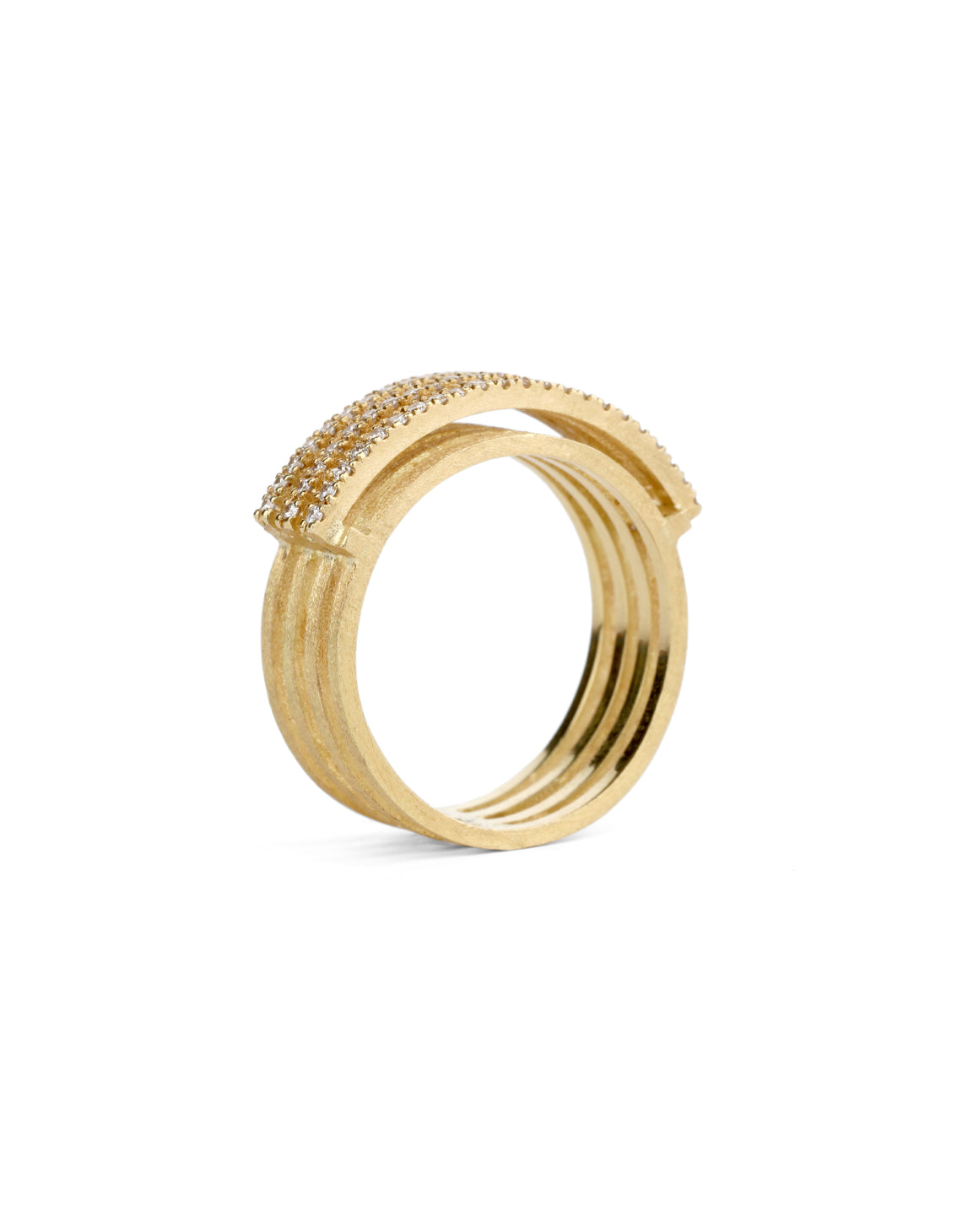 Diamond Line Arc Ring - triple