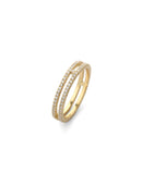 Diamond set double band ring. 18ct yellow gold.