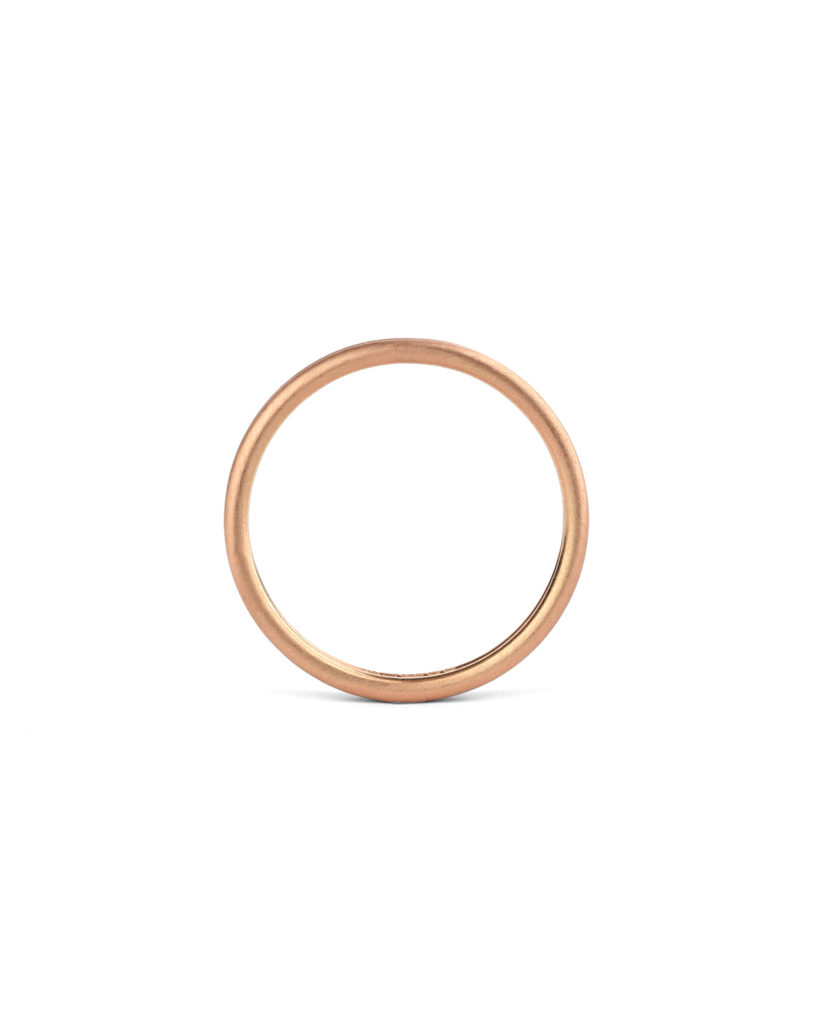 18ct rose gold joined double band ring, satin finish. Side view.