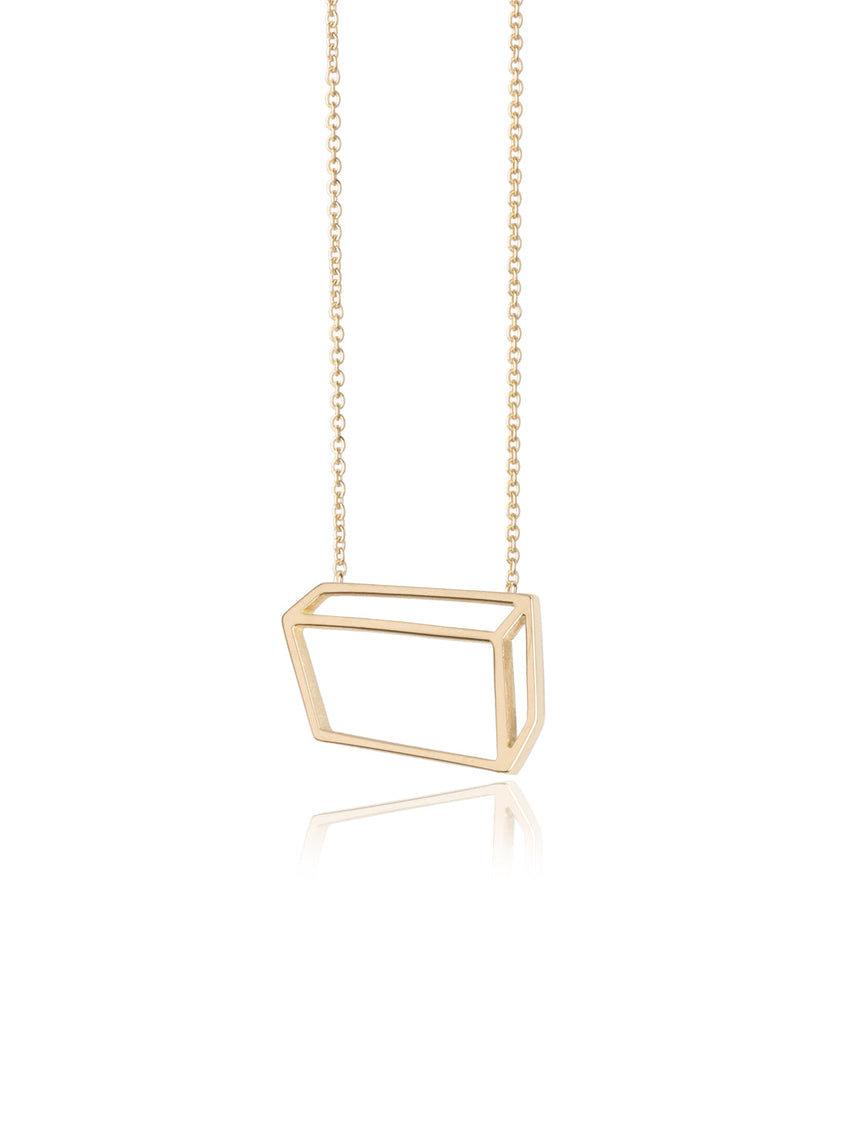 Flat Cuboid Necklace - 18ct Gold