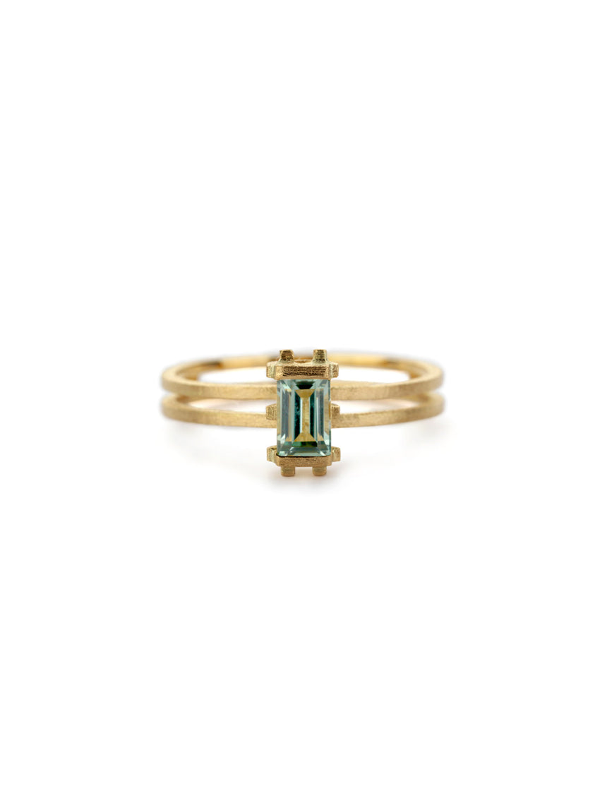 Mini Parallel Prism Ring - green