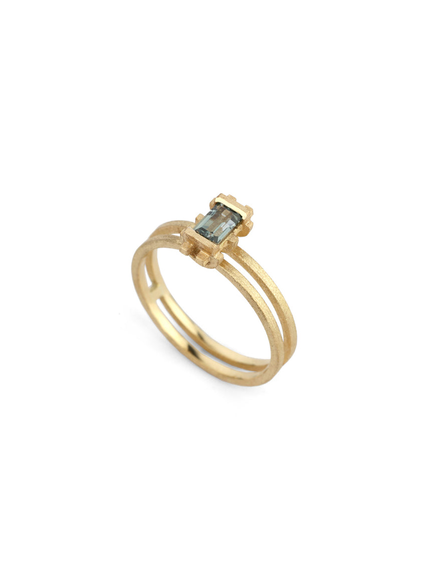Mini Parallel Prism Ring - green