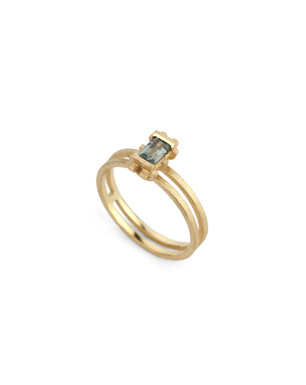 Green Sapphire Mini Parallel Prism Ring
