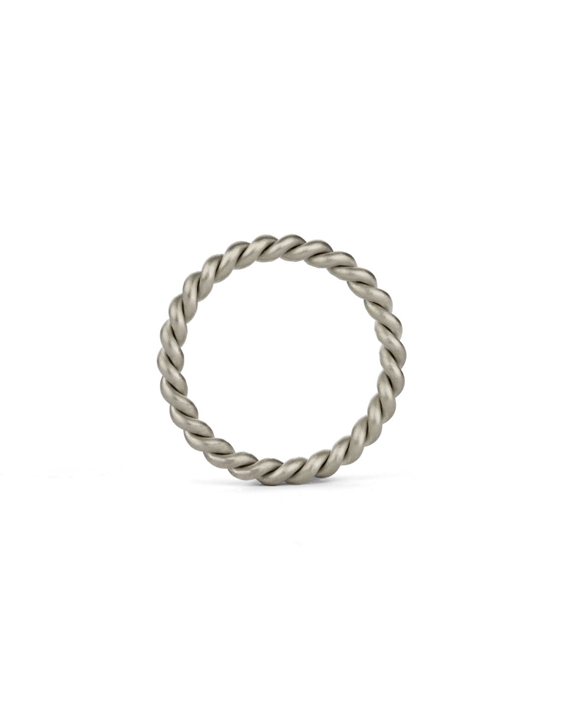 Rope style ring.  18ct white gold, satin finish.