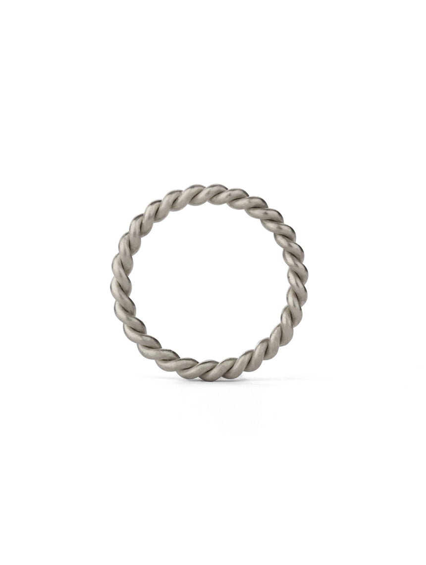 Rope style ring.  18ct white gold, satin finish.