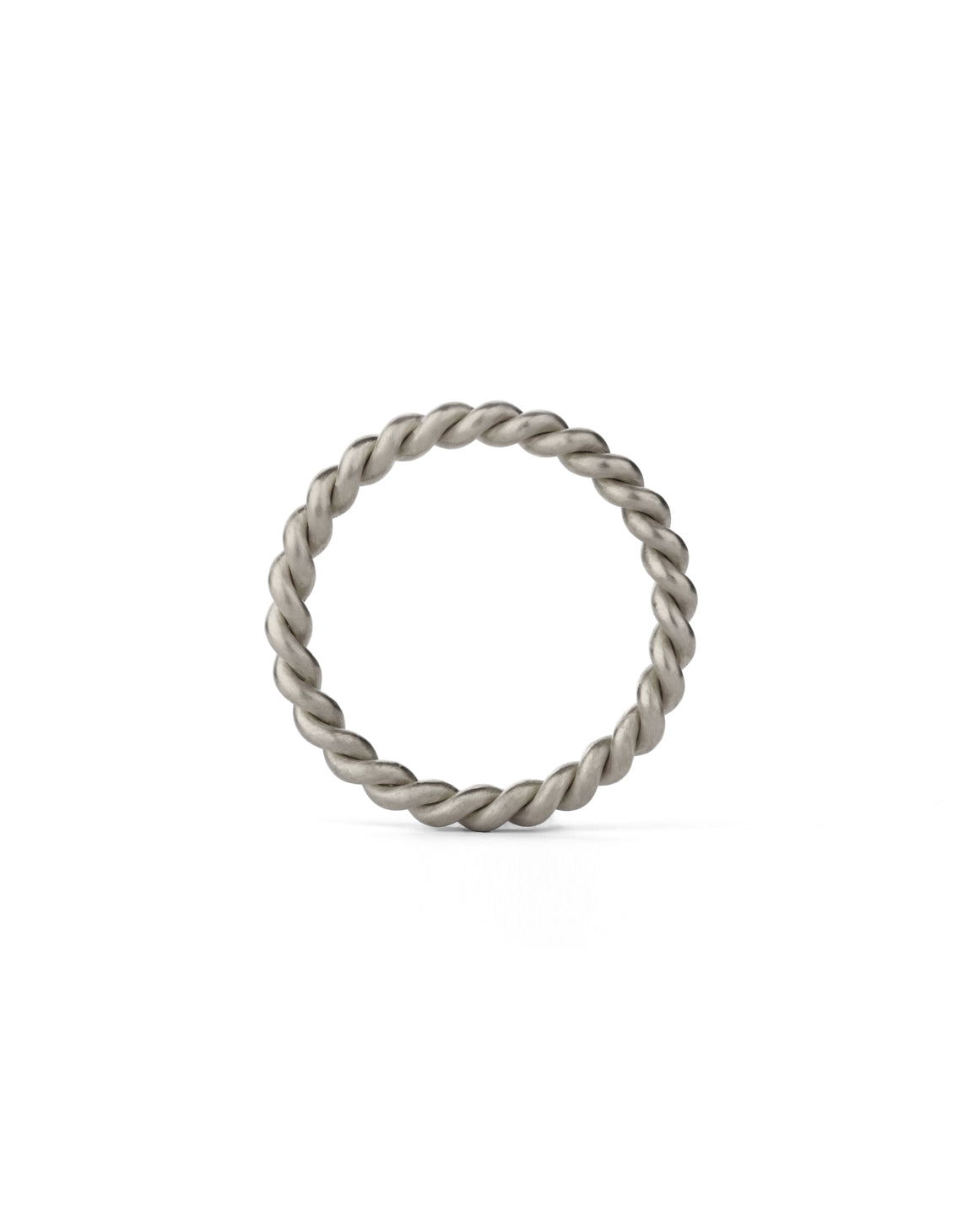 Rope style ring.  18ct white gold, satin finish.