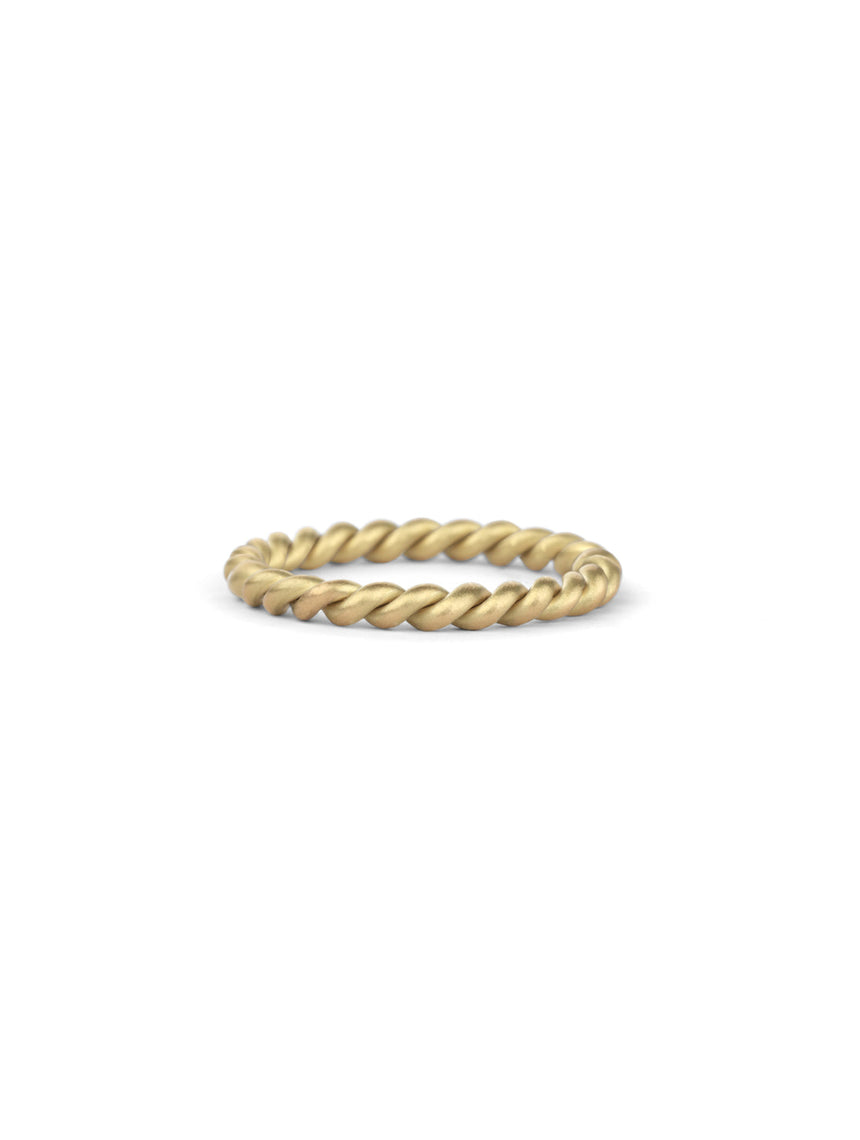Rope style ring.  18ct yellow gold, satin finish.