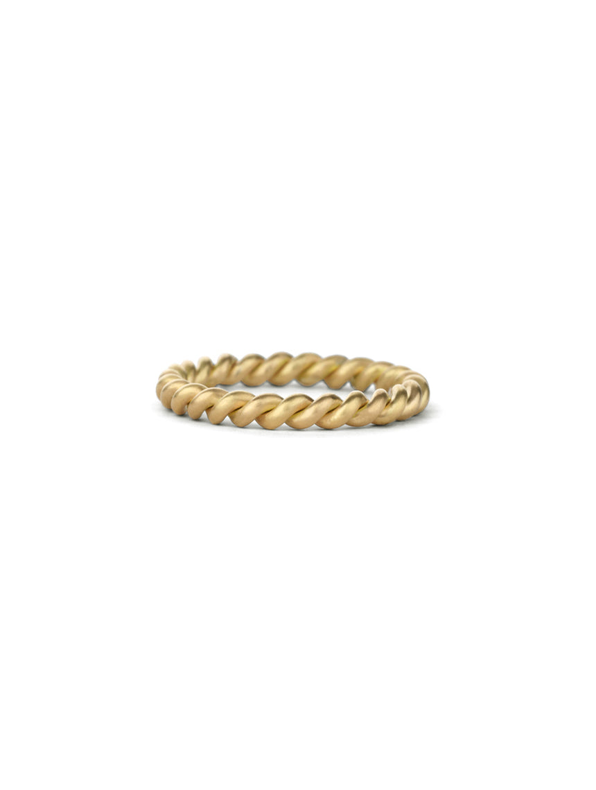 Rope style ring.  18ct yellow gold, satin finish.