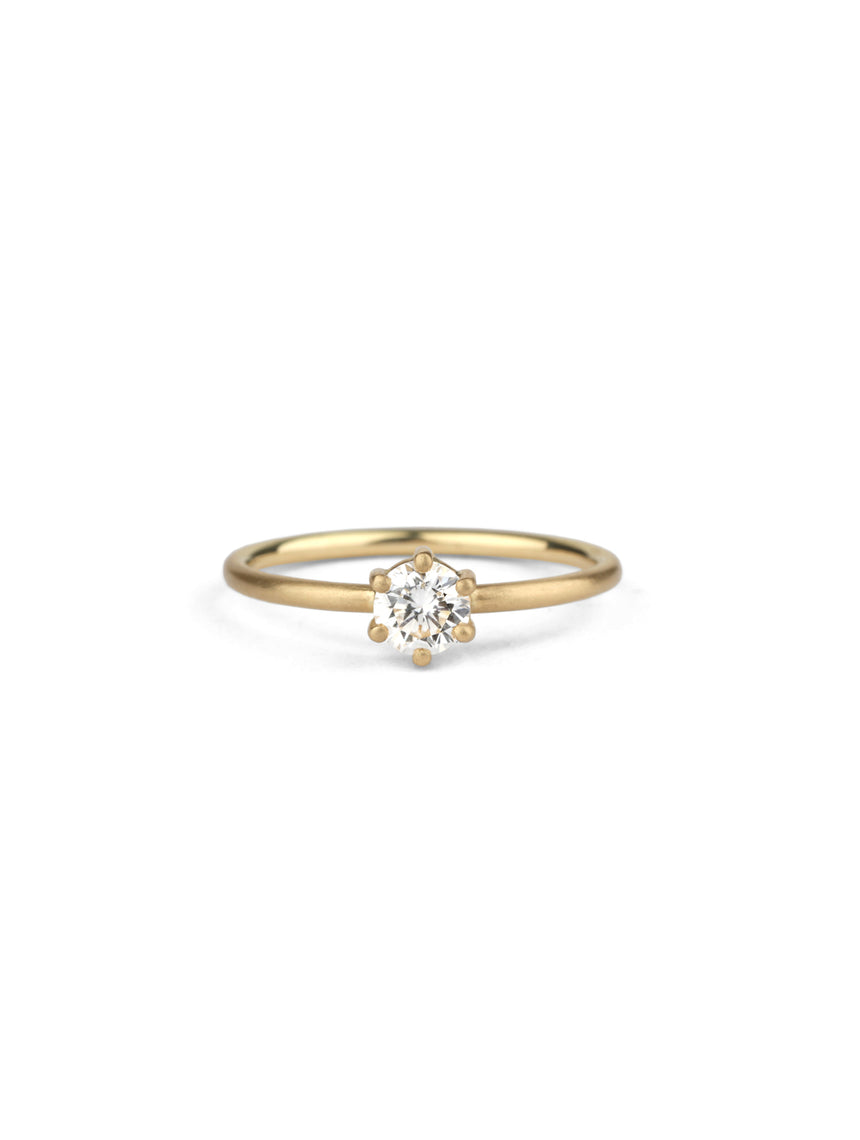 Natural Diamond Round Six Point Engagement Ring - 0.40ct