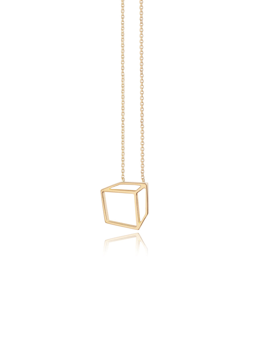 Small cuboid necklace - 18ct gold