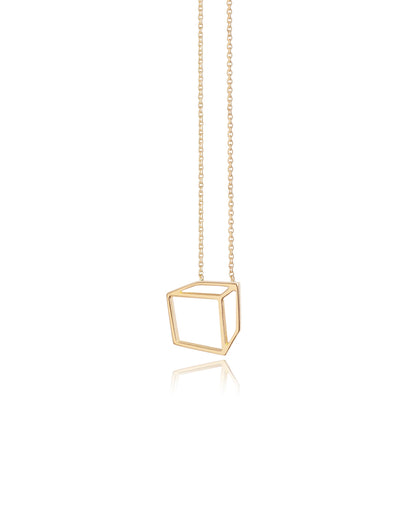 Small cuboid necklace - 18ct gold
