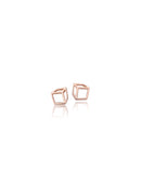 Earstuds in cube shape. 18ct rose gold, polished finish.