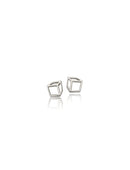 Earstuds in cube shape. 18ct white gold, polished finish.