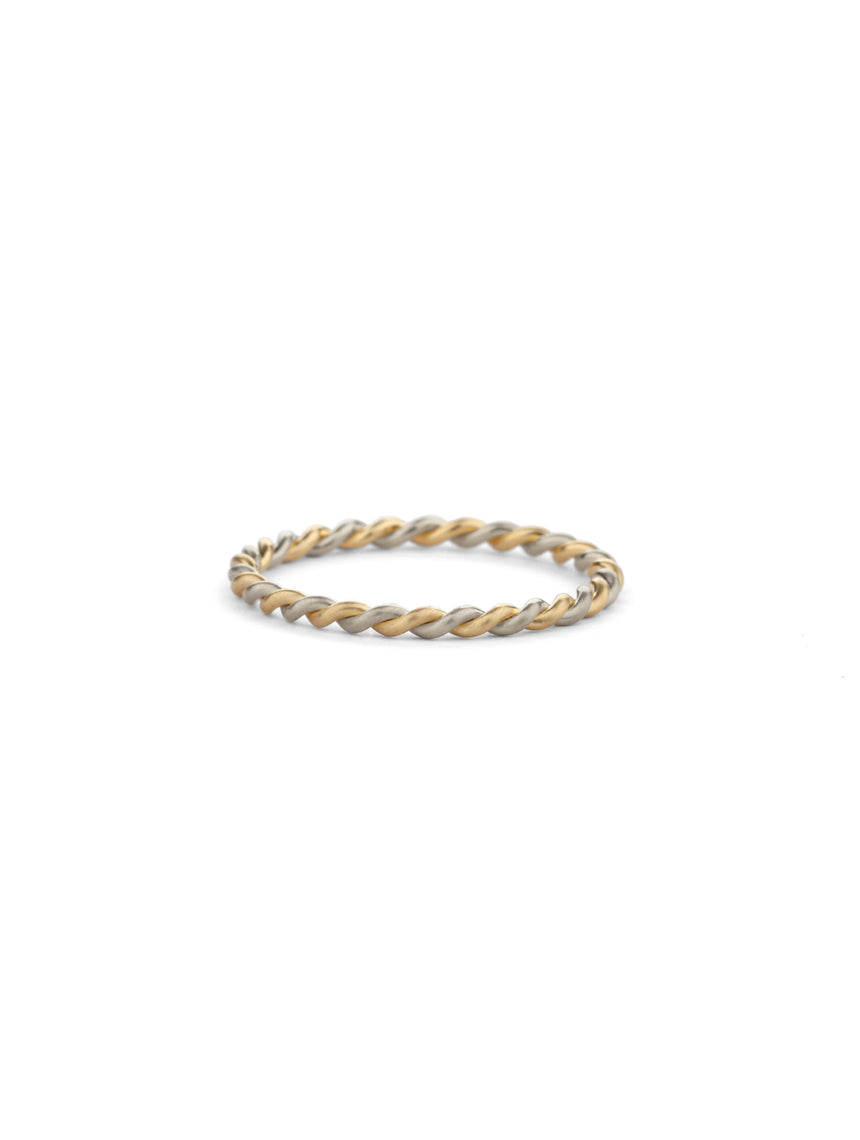 Two Strand Rope Ring - mixed metal - fine