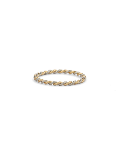 Two Strand Rope Ring - mixed metal - fine