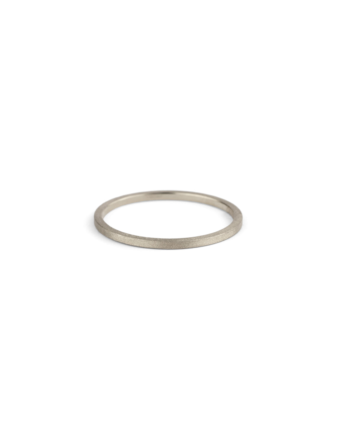 Flat wedding band. 18ct white gold, textured finish.